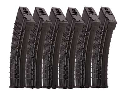 Classic Army High-Capacity Waffle Airsoft Rifle Magazines, For Use With Kalashnikov AK47 Airsoft Rifles, 600 Rds, 6ct