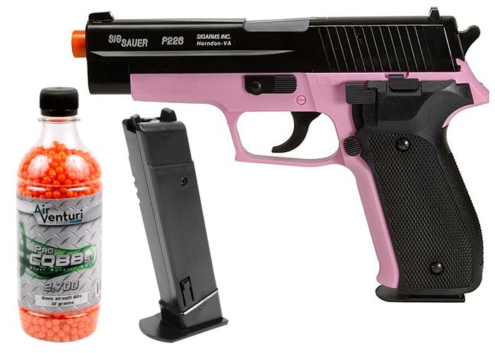 SIG Sauer P226 Airsoft Pistol Kit, Pink/Black