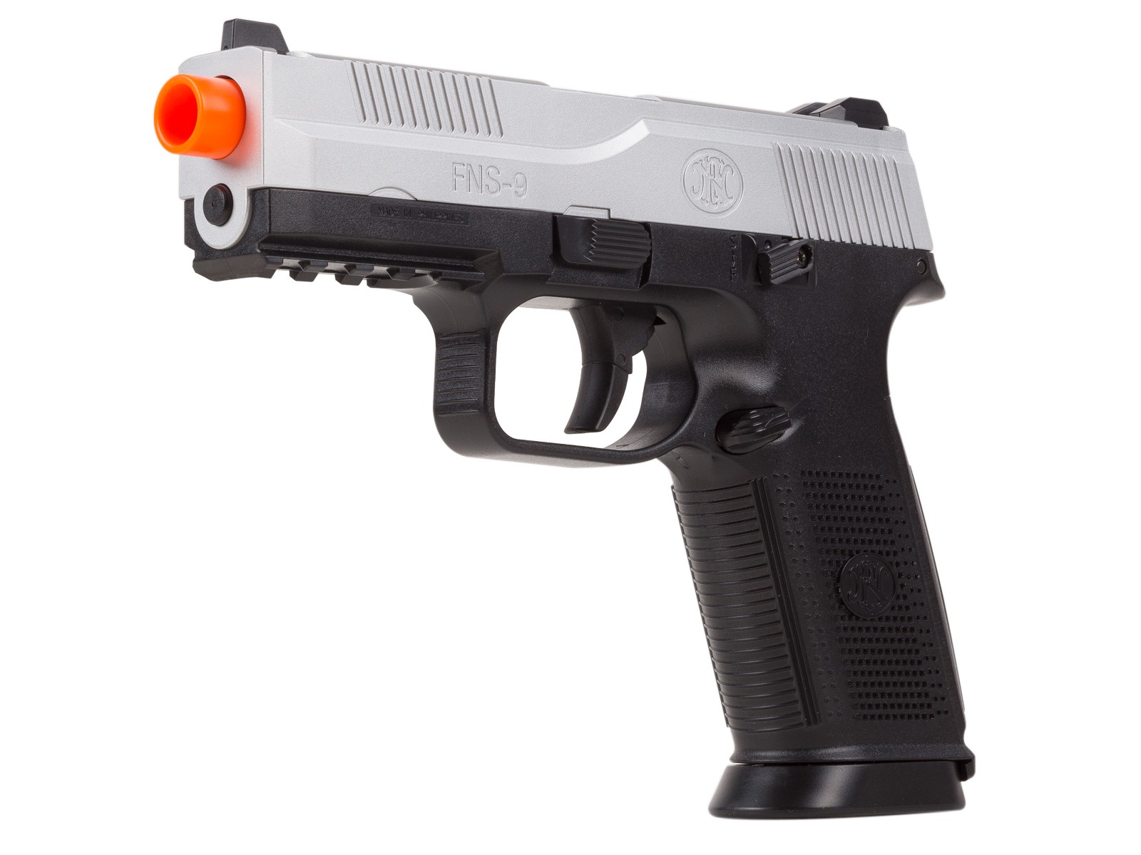 FN Herstal FNS-9 Spring Airsoft Pistol, 2-Tone Silver/Black