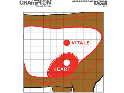Champion Deer Vitals Paper Target, 14"x18", 12ct