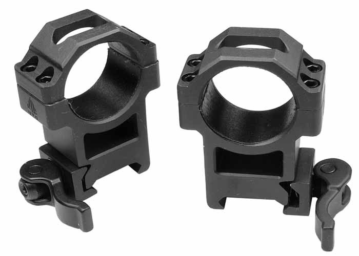 30mm Quick-Detach Rings, High, Weaver/Picatinny, See-Thru, Compact, Law-Enforcement Grade