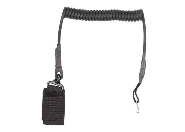 ASG Lanyard, Belt Attach, Coiled Cable, Black