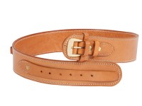 Gun Belt, 48-52" Waist, .38-Cal Loops, 2.5" Wide, Natural Leather