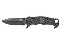 Tactical Crusader Folding Knife, 3-1/4" Blade, Saber Spear Point, Partially Serrated