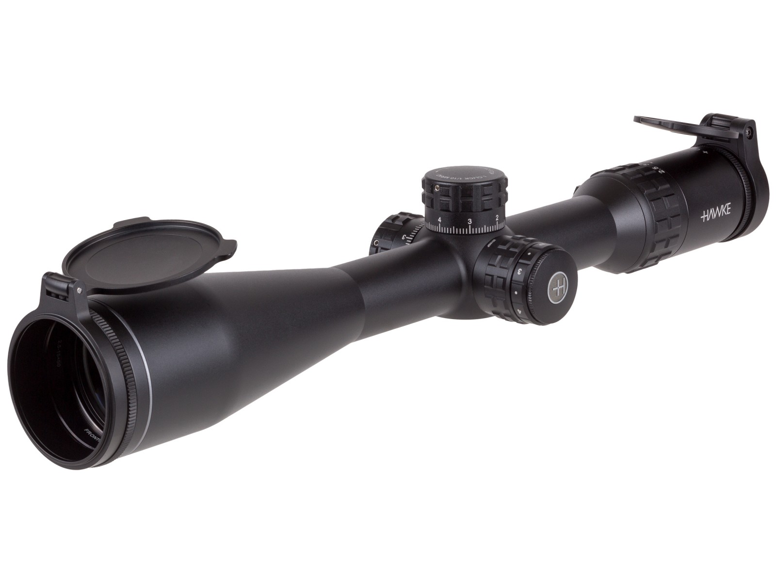 Hawke Frontier 30 SF 2.5-15x50 AO Rifle Scope, MIL PRO Reticle, 1/10 MRAD, 30mm Tube