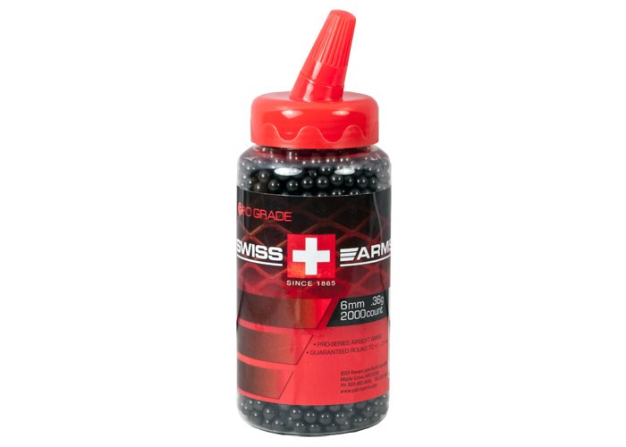 Swiss Arms 6mm Airsoft BBs, 0.36g, 2,000 Rds, Black
