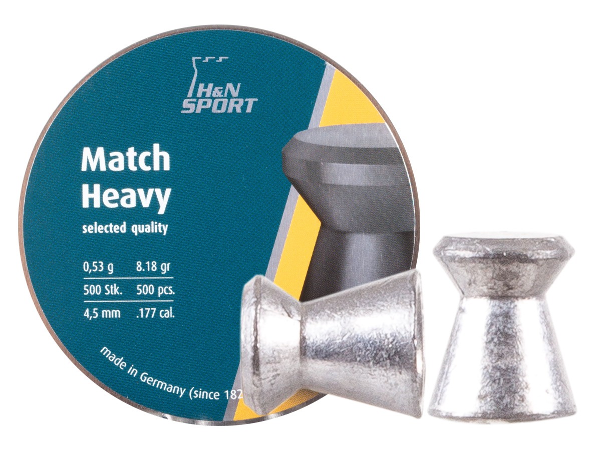 H&N Match Heavy .177 Cal, 8.18 Grains, 4.49mm, Wadcutter, 500ct