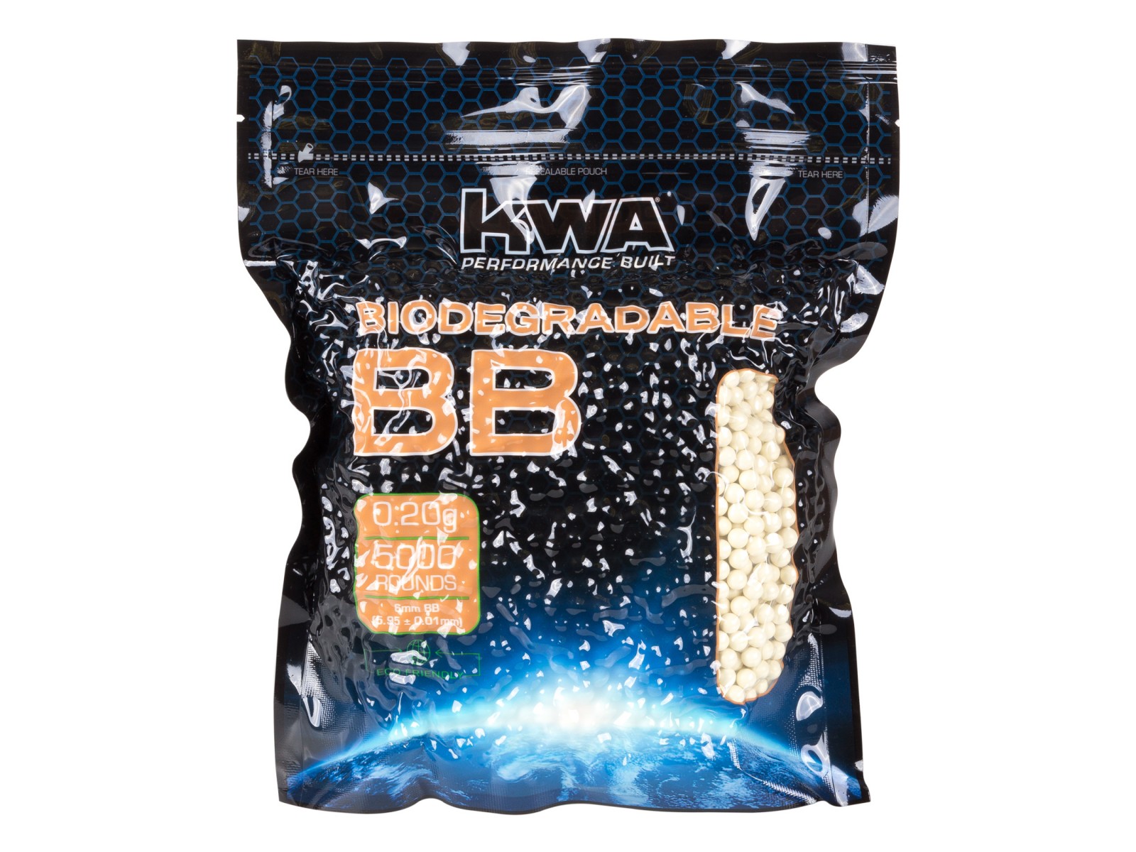 KWA Biodegradable Airsoft BBs, 0.20g, White, 5,000 Rds
