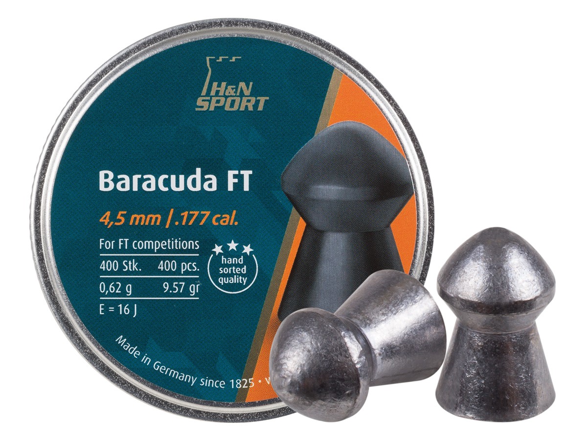 H&N Baracuda FT .177 Cal, 4.51mm, 9.57 Grains, Round Nose, 400ct