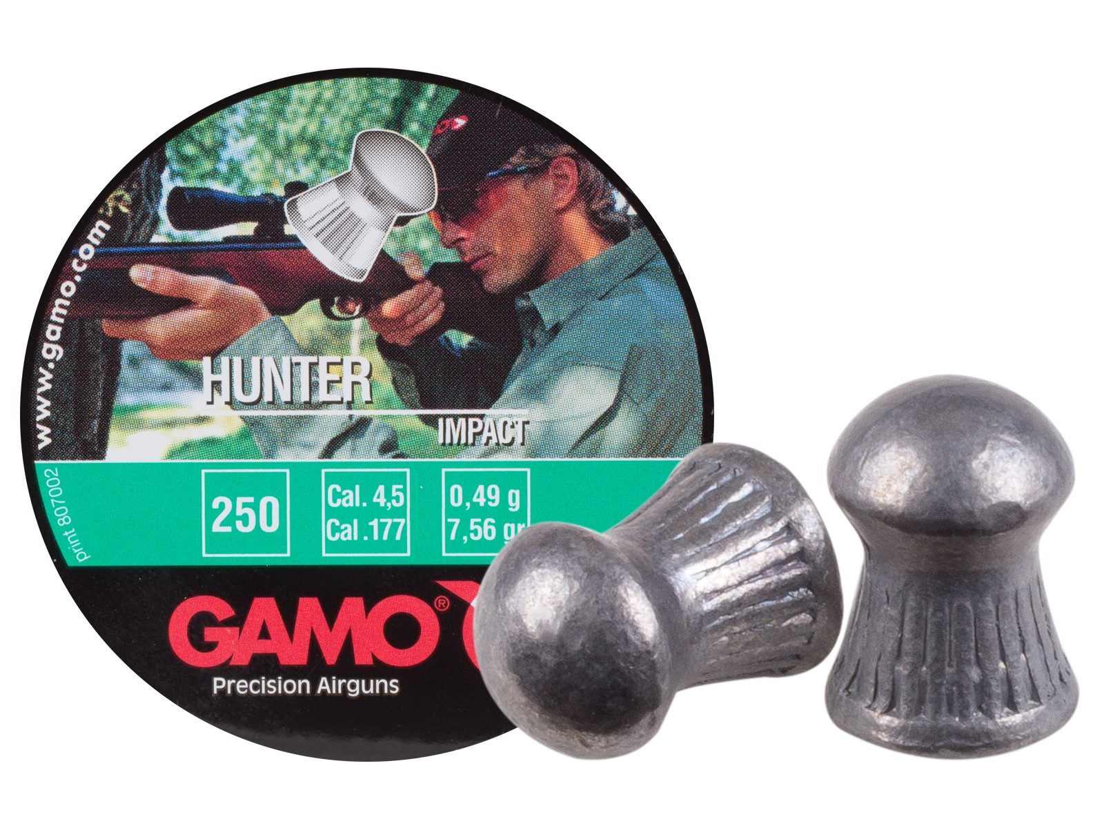 Gamo Hunter .177 Cal, 7.56 Grains, Domed, 250ct