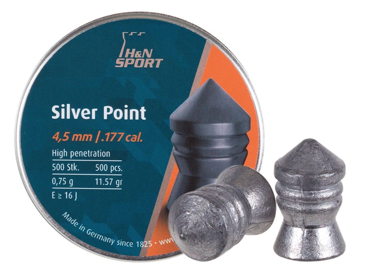 H&N Silver Point .177 Cal, 11.57 Grains, Pointed, 500ct
