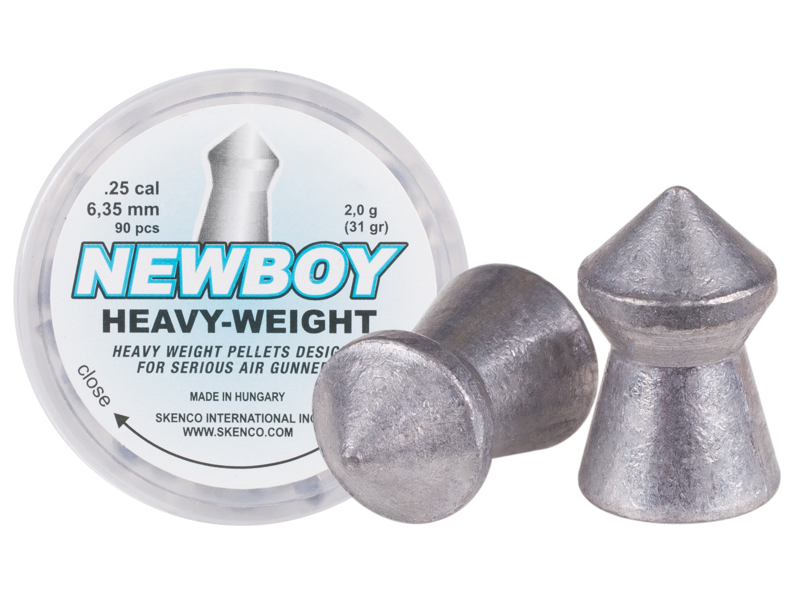 Skenco NewBoy Heavy-Weight .25 cal, 31.0 Grains, Pointed, 90ct