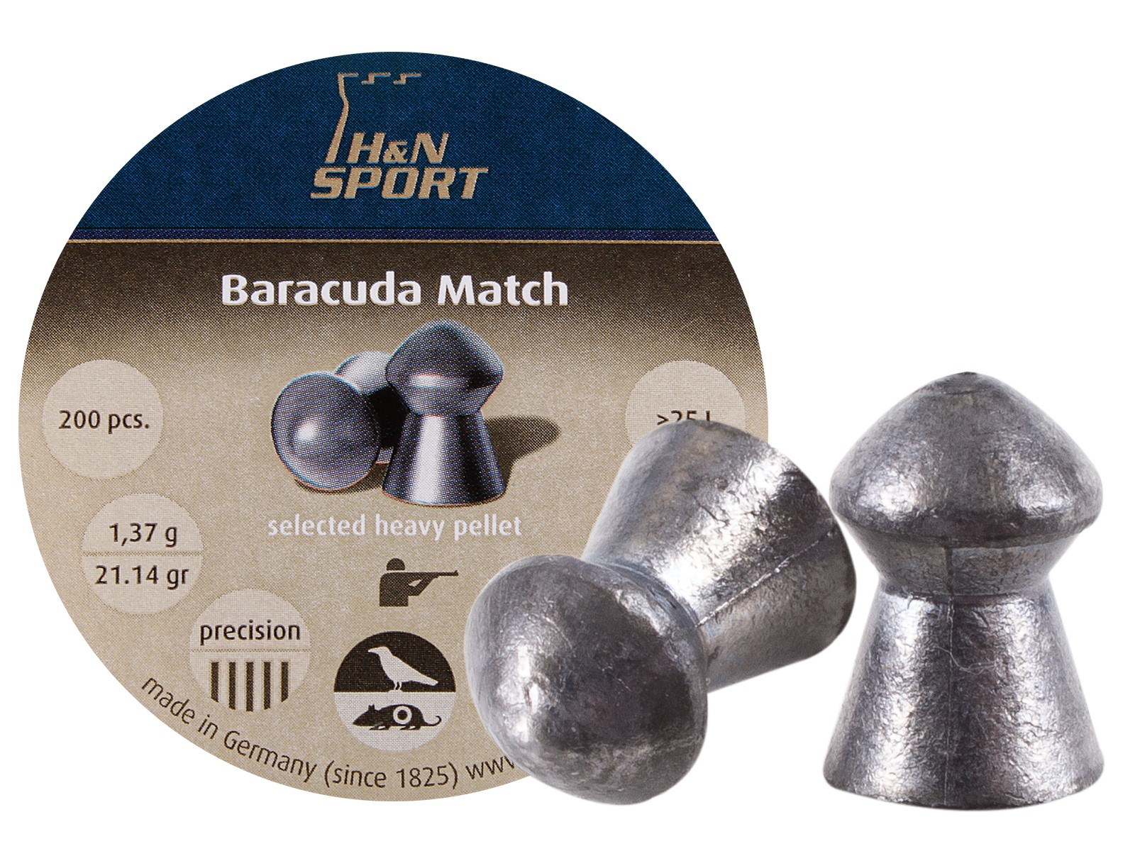 H&N Baracuda Match .22 Cal, 21.14 Grains, Round Nose, 200ct