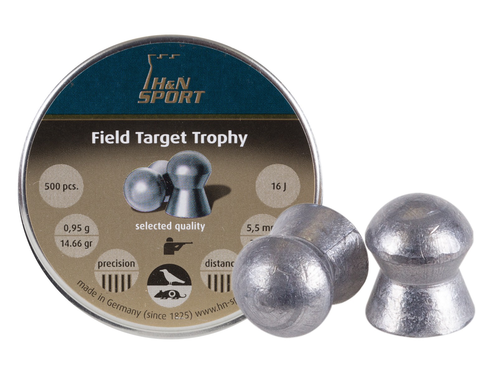 H&N Field Target Trophy .22 Cal, 14.66 Grains, Round Nose, 500ct