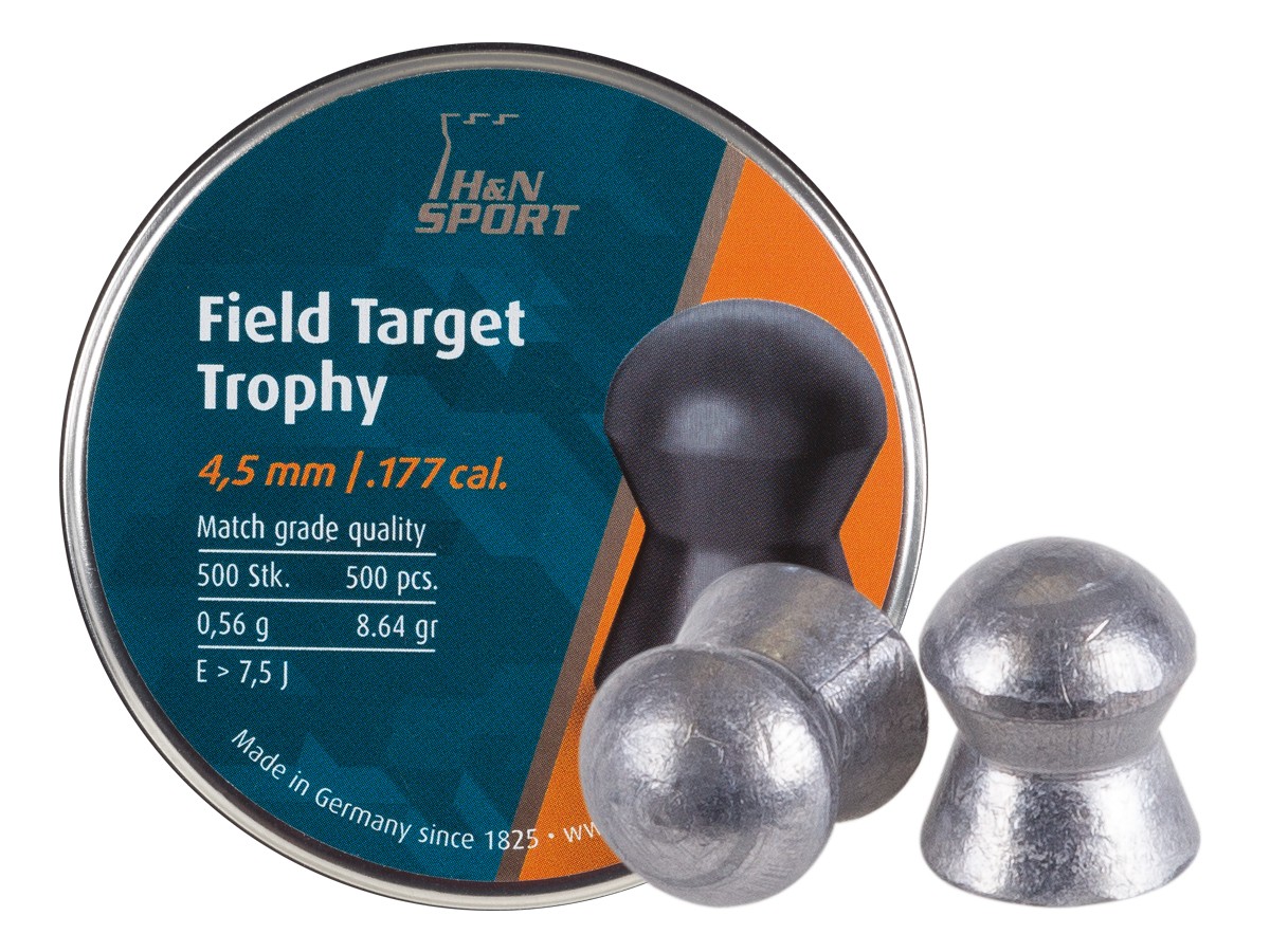 H&N Field Target Trophy, .177 Cal, 8.64 Grains, Domed, 500ct