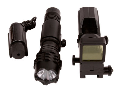 Swiss Arms Optics Accessory Kit, Includes Red Laser, Flashlight & Red Dot Reflex Sight